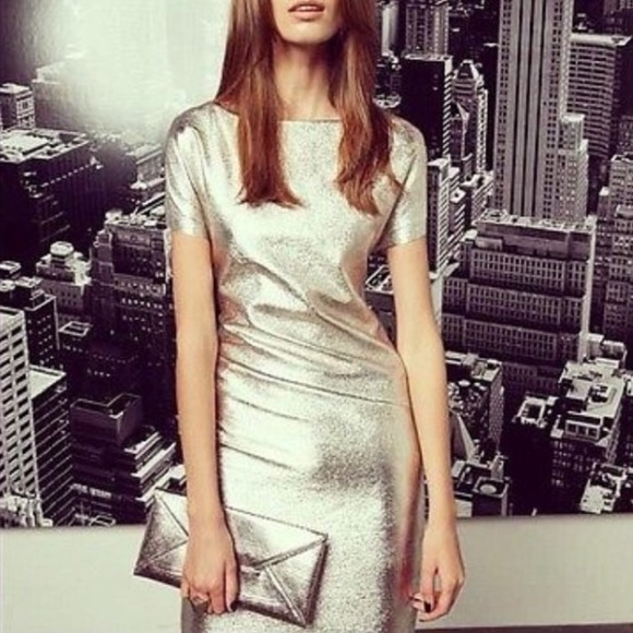 SOLD BCBG Leather Cocktail Dress - Picture 1 of 7